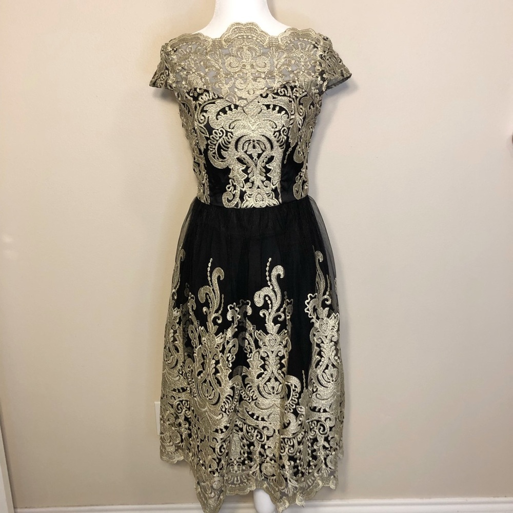 Black & Gold Lace Dress